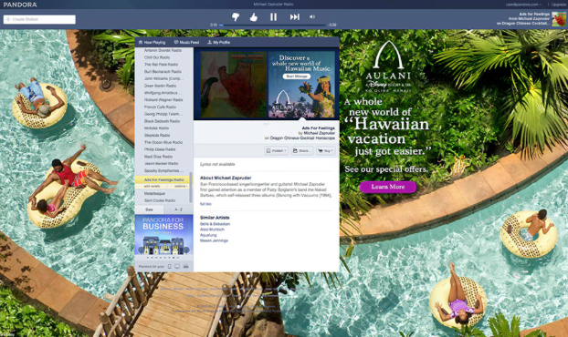 Sounds from Aulani on Pandora App