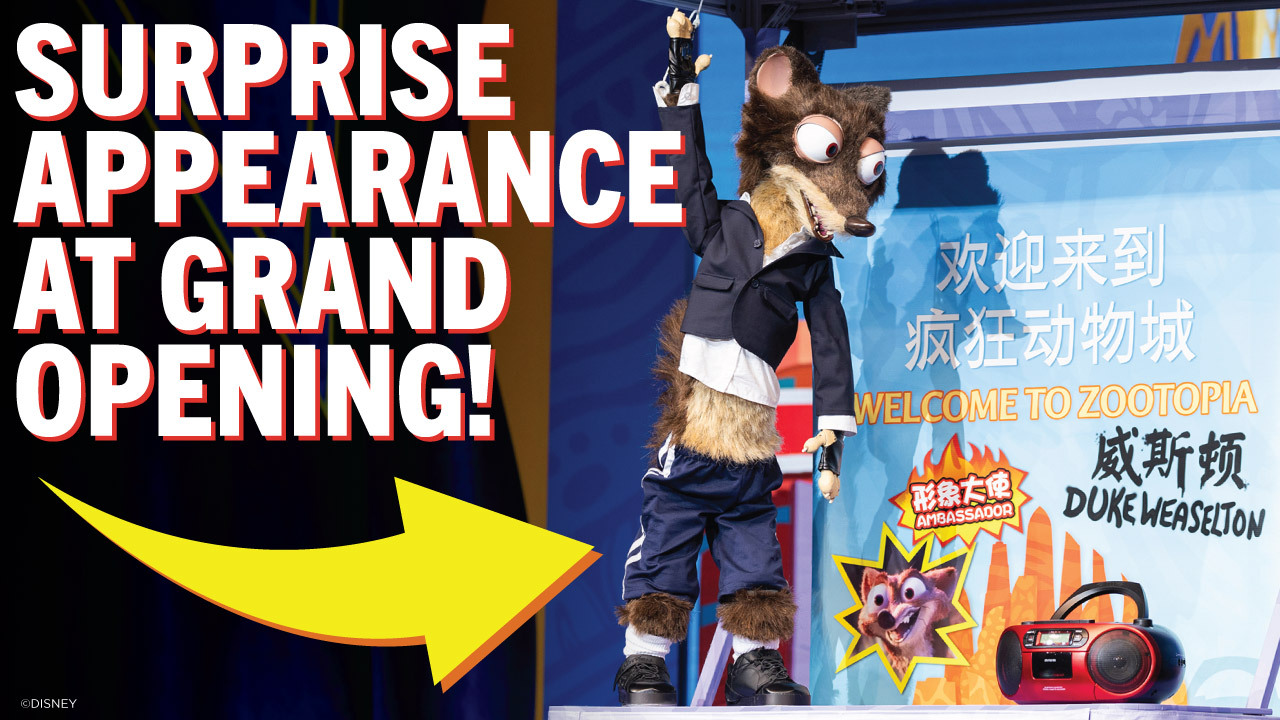 Duke Weaselton Make a Surprise Appearance at the Zootopia Gran Opening in Shanghai Disney Resort