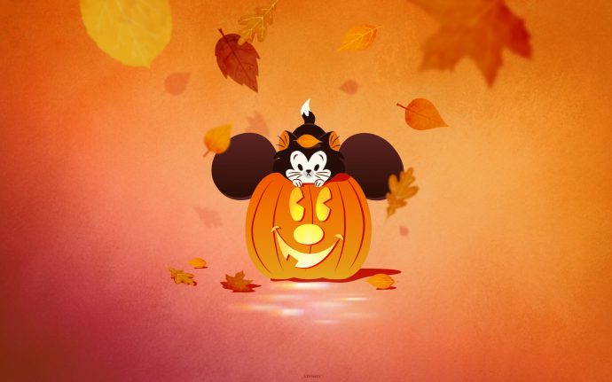2023 Mickey Pumpkin and Figaro Wallpaper