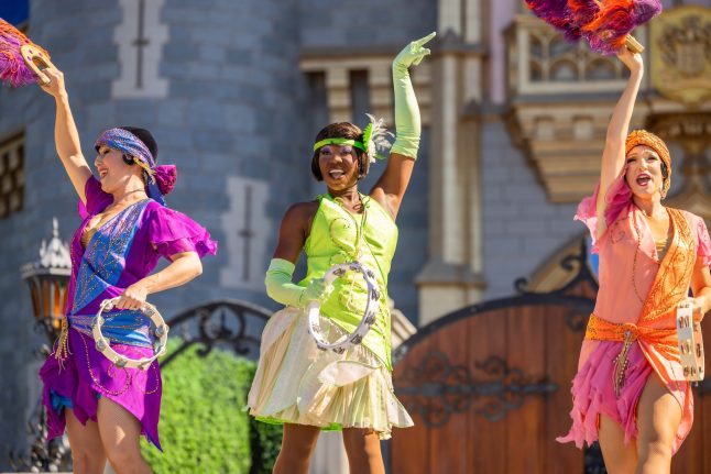Princess Tiana on stage at Walt Disney World