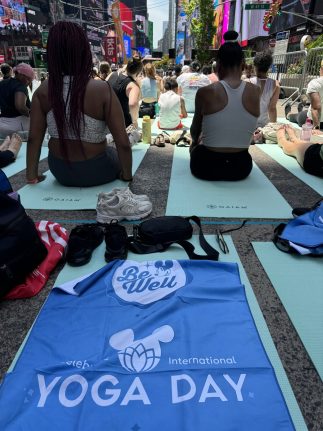 Disney Store in New York City’s Times Square, Cast doing yoga
