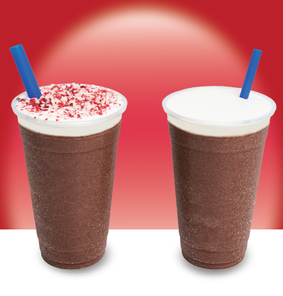 New Frozen Hot Chocolate and Peppermint Frozen Hot Chocolate drink at Wetzel’s Pretzels in Downtown Disney District - Halfway to the Holidays 2024