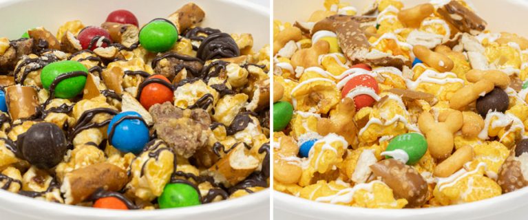 collage of Tiana's Bayou Crunch and Tiana's Sweet Popcorn Serenade