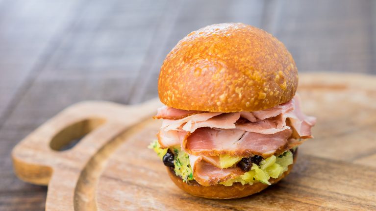 Holiday Ham Slider with Pineapple Cherry Jam