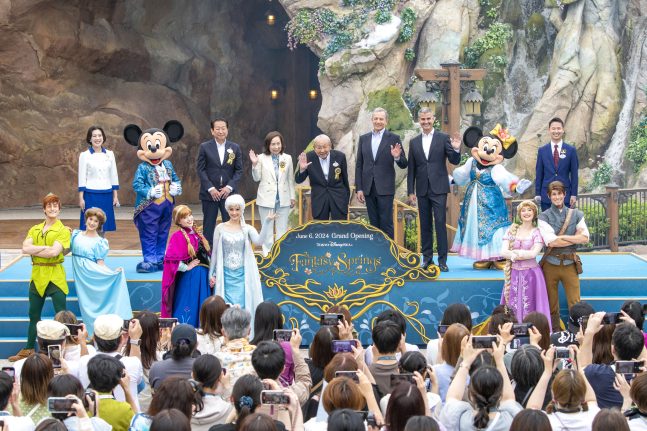 Fantasy Springs Opening Ceremony at Tokyo DisneySea with special guests Bob Iger and Josh D'Amaro
