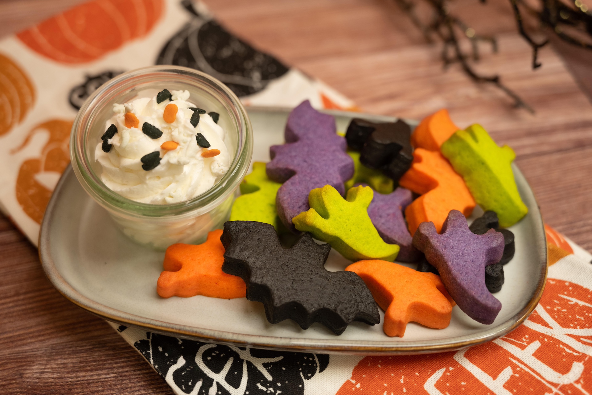 Spooky Mini Cookies and Dipping Cream: Halloween sugar cookies with dipping icing 2024 Halloween Treats at Disney World Resorts