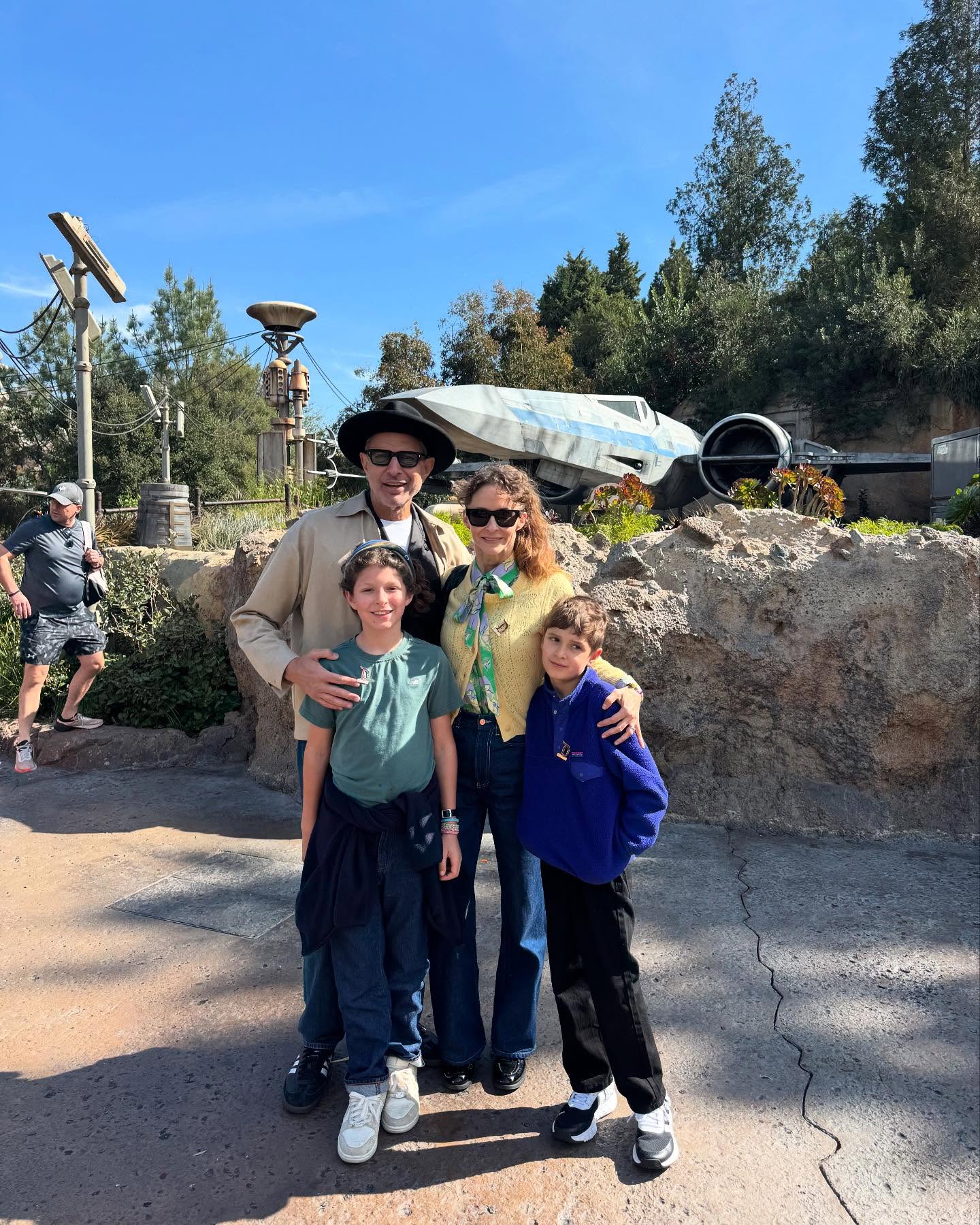 Jeff Goldblum and family in Disney's Galaxy's Edge.