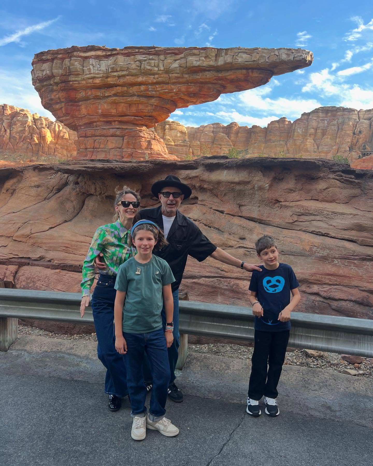 Jeff Goldblum and family in Disney's Radiator Springs.