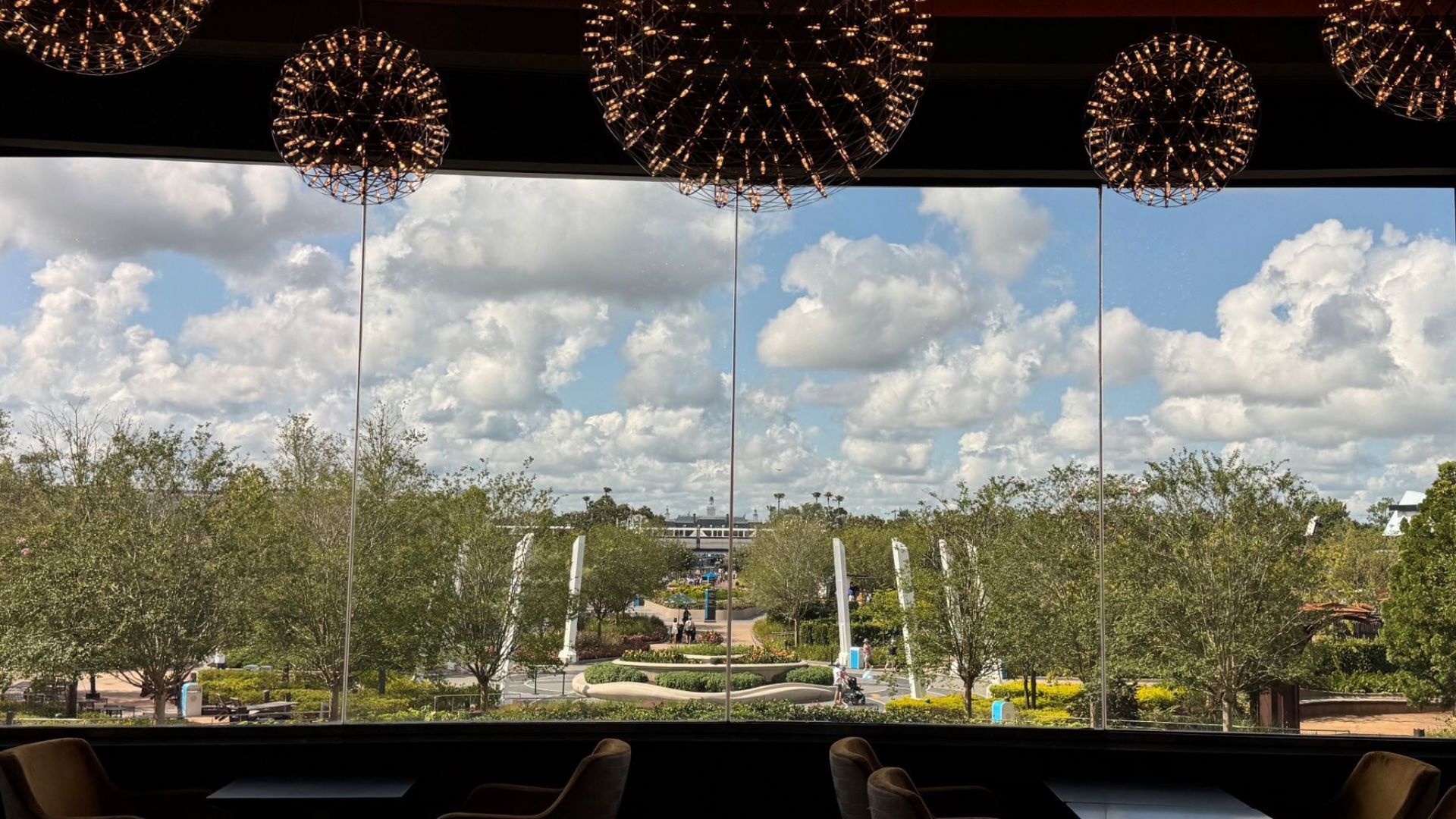 Looking out to World Celebration Gardens and World Showcase from the GEO-82 view