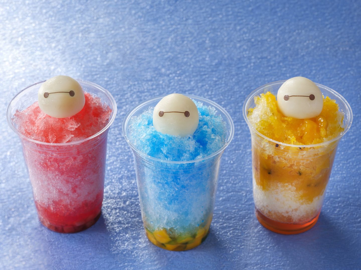 Strawberry, Blue Syrup & Mango, Tropical Fruit & Tea Jelly Shaved Ice