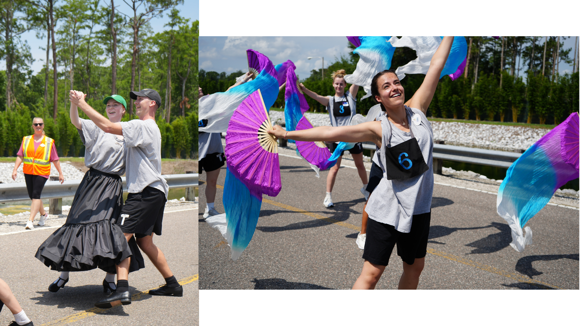 Fiona & Chris, Performers and Ciera, Performer rehearsing outside for Disney Starlight
