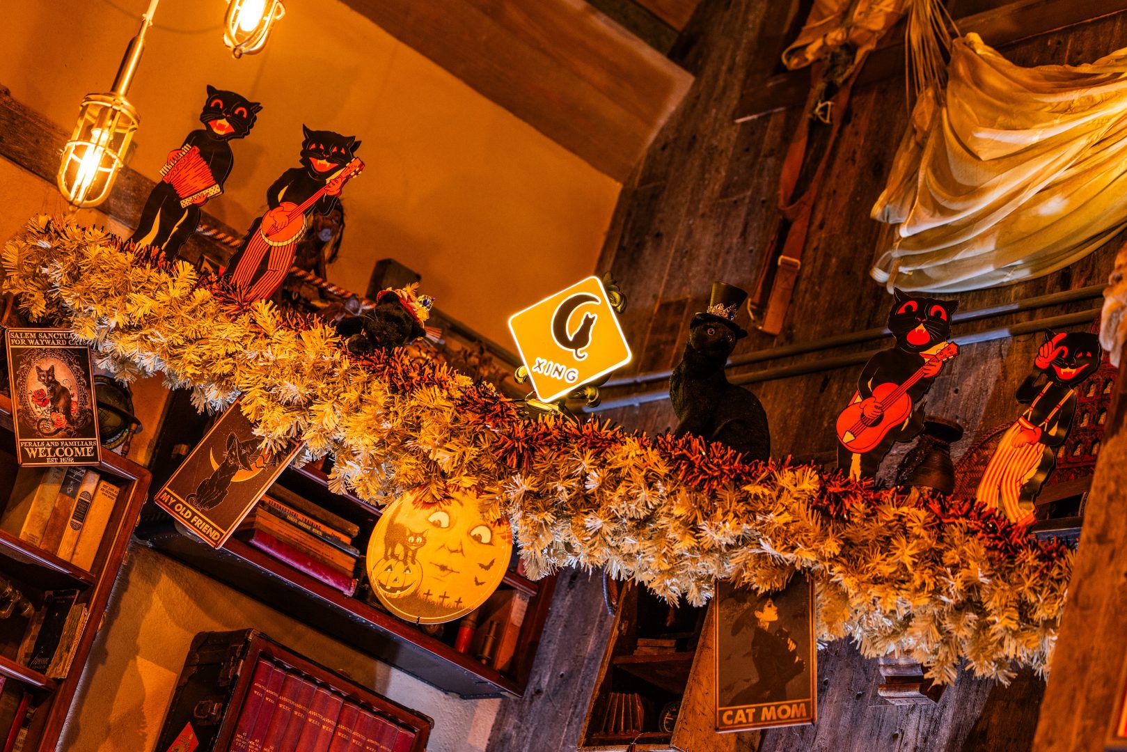 Halloween Hangar Bar Decor Black Cats