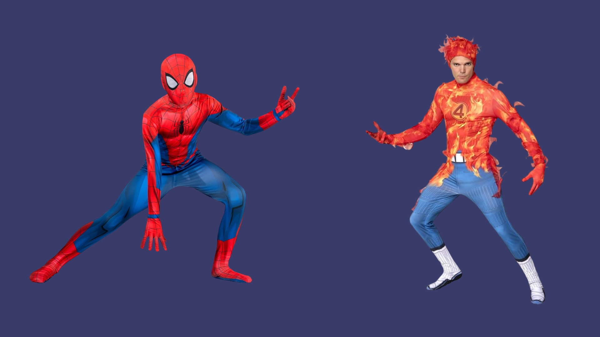 Spider-Man Official Youth Deluxe Zentai Costume from Jazwares and Human Torch Fantastic Four Zentai Suit Costume