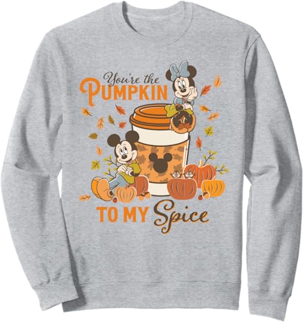 Amazon Merch on Demand Disney Mickey & Minnie "You're the Pumpkin to My Spice" Fall Sweatshirt