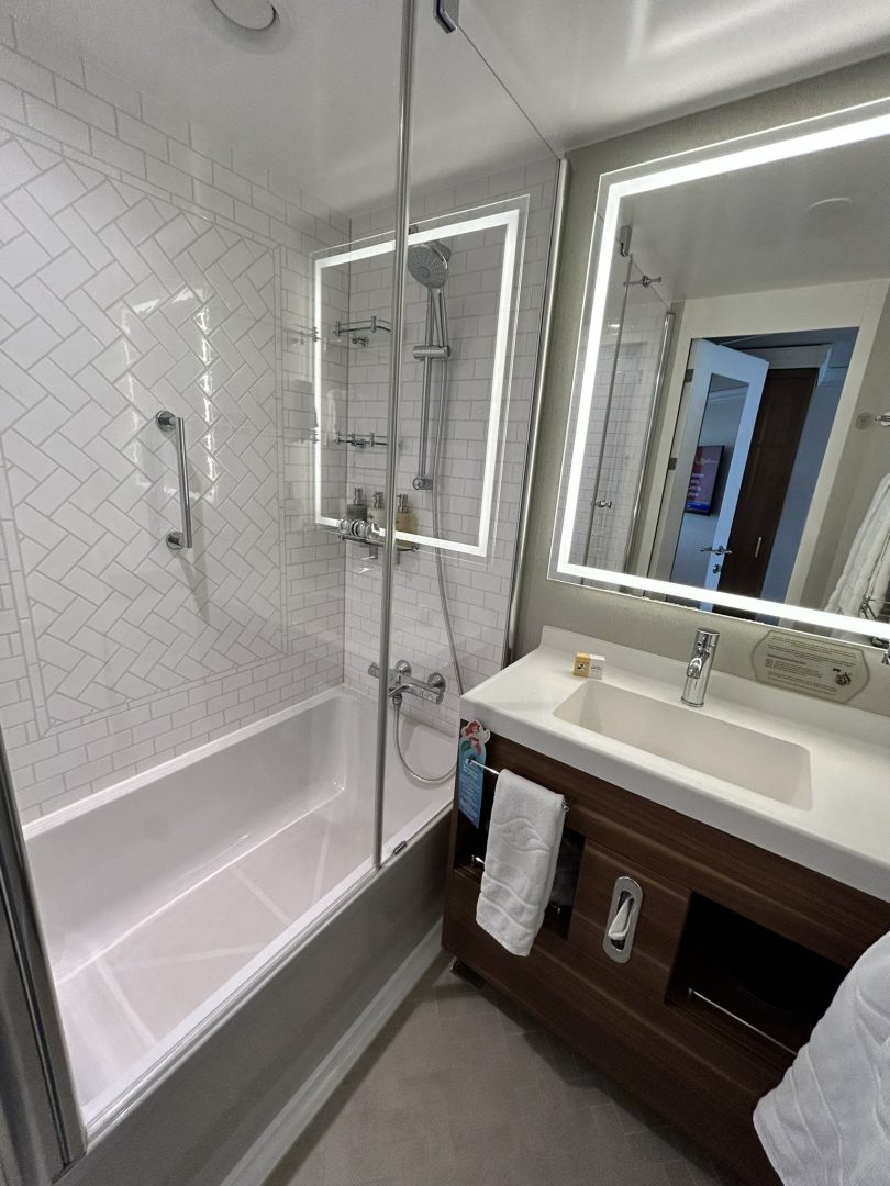 Disney Wish Family Oceanview Stateroom split bath