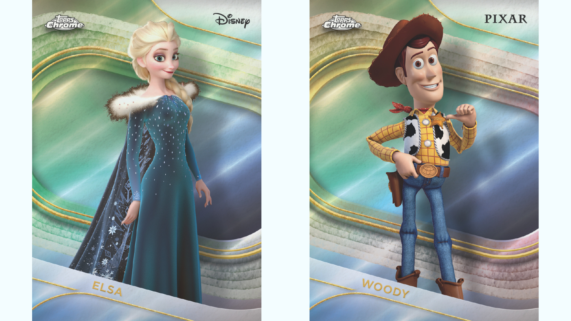 Elsa and Woody Topps Disney Cards