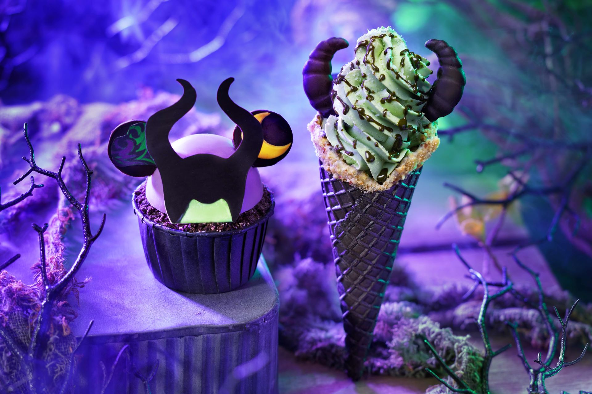 Maleficent Blackcurrant Cupcake + Pistachio Flavored Soft Serve