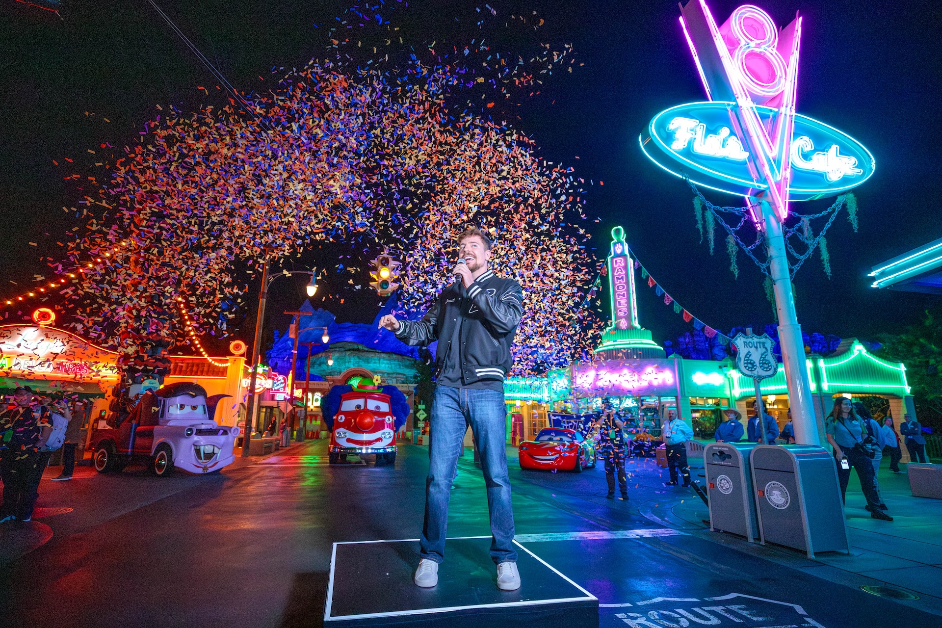 MrBeast in Cars Land at California Adventure park