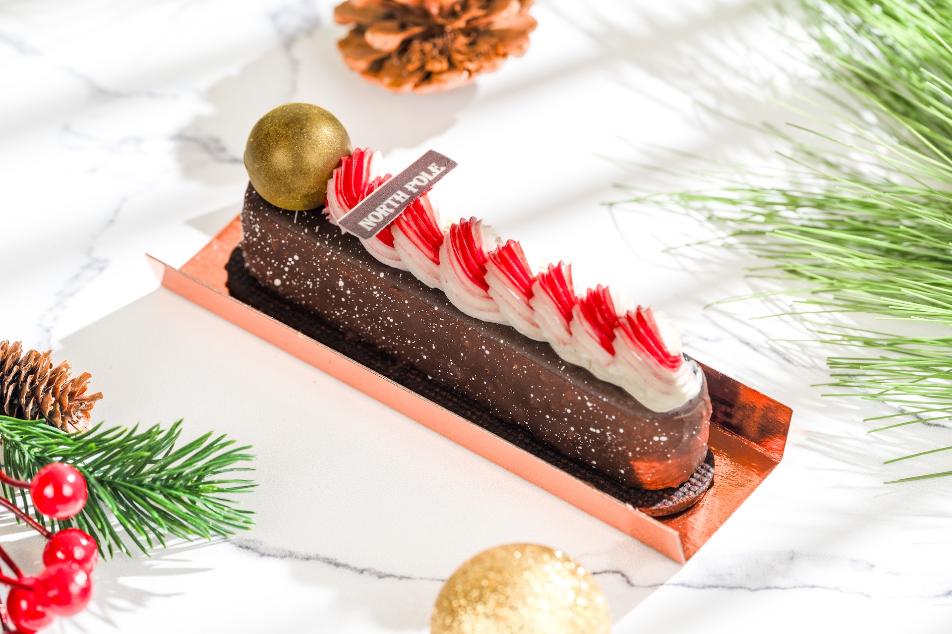 North Pole Bar: Espresso-dark chocolate mousse, chocolate chiffon, and cherry jam (New) 