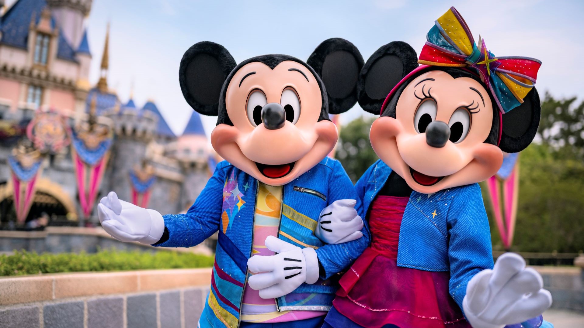 Mickey Mouse and Minnie Mouse at Disneyland for the 70th Celebration