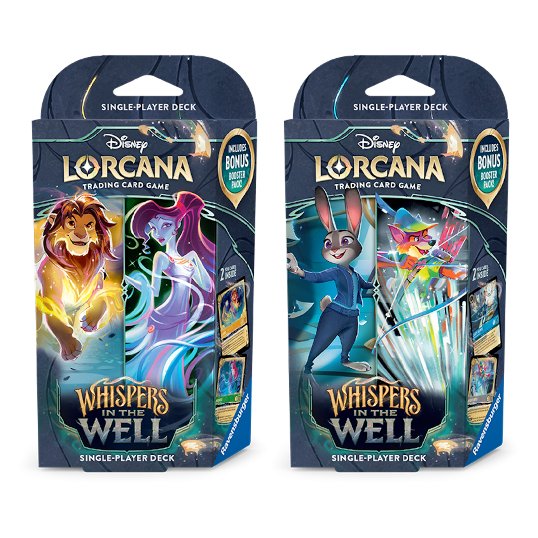 Disney Lorcana TCG: Whispers in The Well Single-Player Deck - Amber & Emerald
and Disney Lorcana TCG: Whispers in The Well Single-Player Deck - Sapphire & Steel