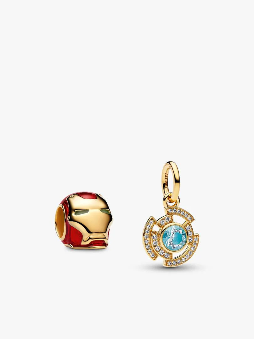 Iron Man Helmet Charm and the Iron Man Arc Reactor Dangle Charm Duo