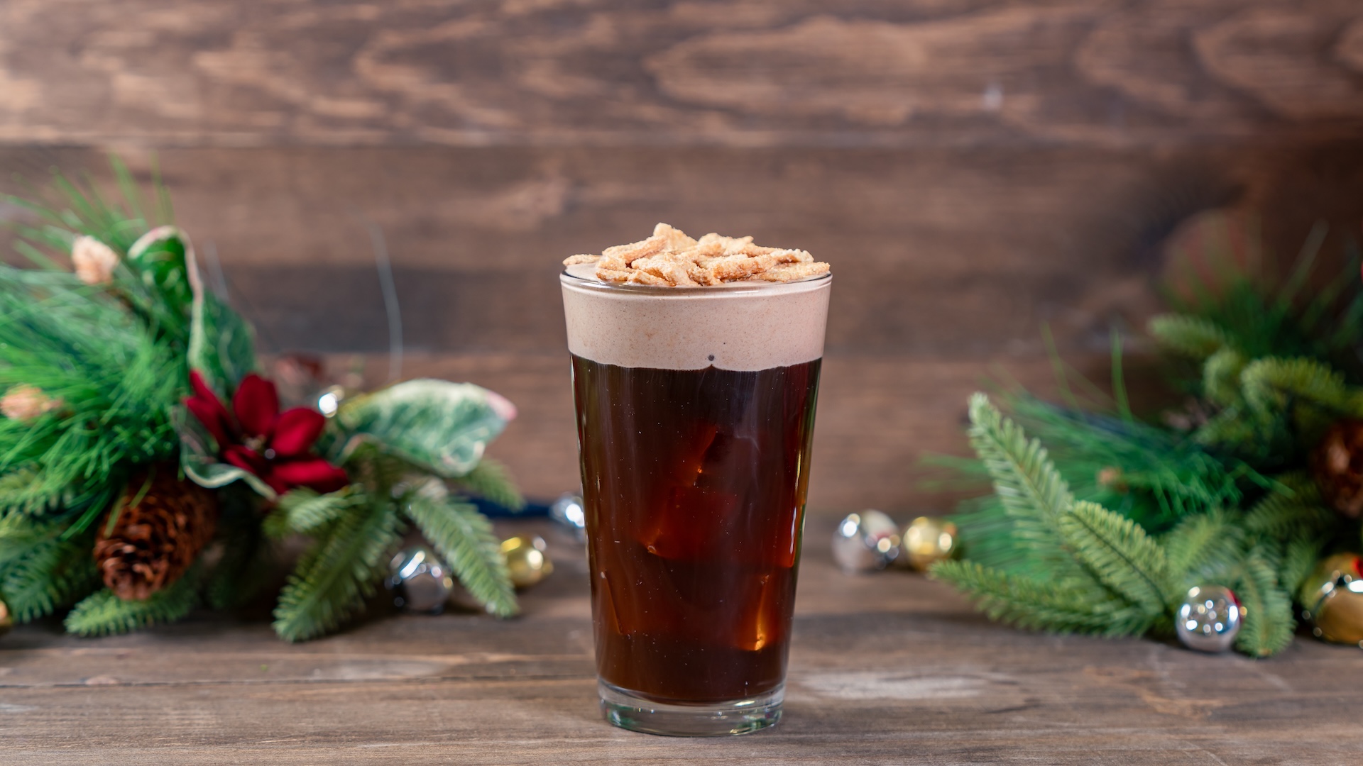 Holiday Chocolate Foam Cold Brew: Joffrey’s Cold Brew Coffee with a splash of hazelnut syrup, topped with hot chocolate foam and garnished with cinnamon-flavored cereal (Non-alcoholic) 
