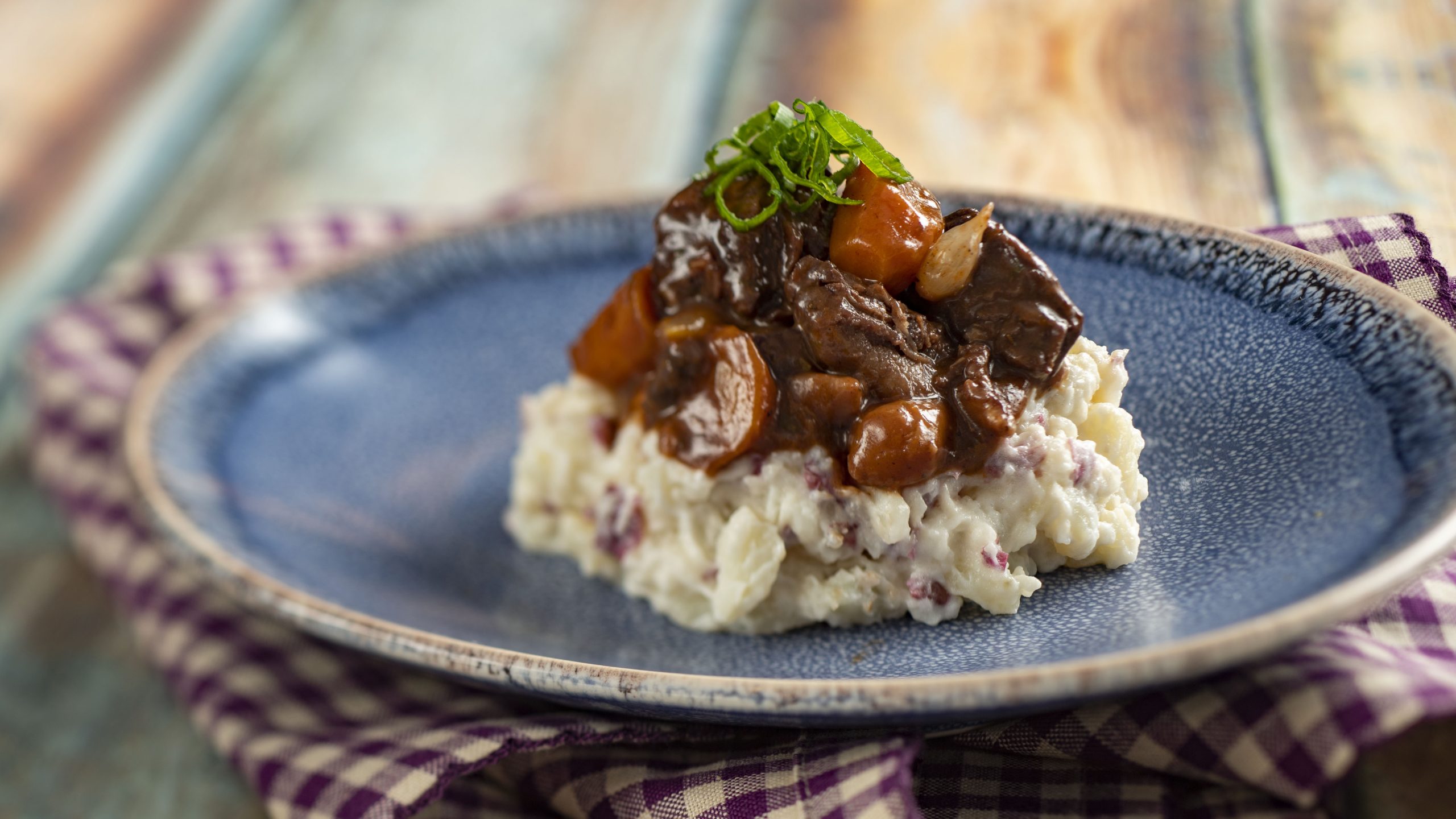 Beef Bourguignon with crushed potatoes
