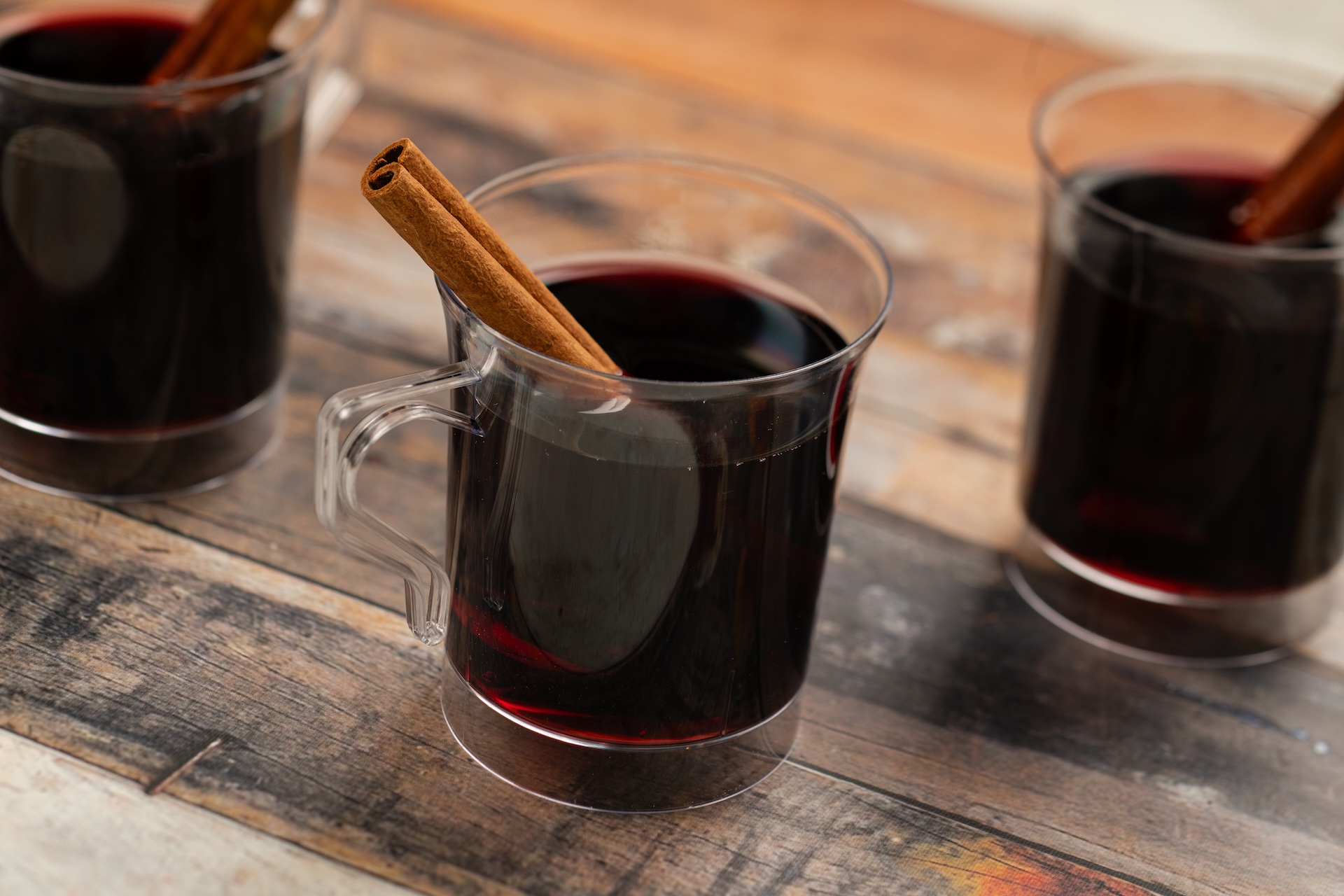 Glühwein: House-made hot spiced wine. Served warm