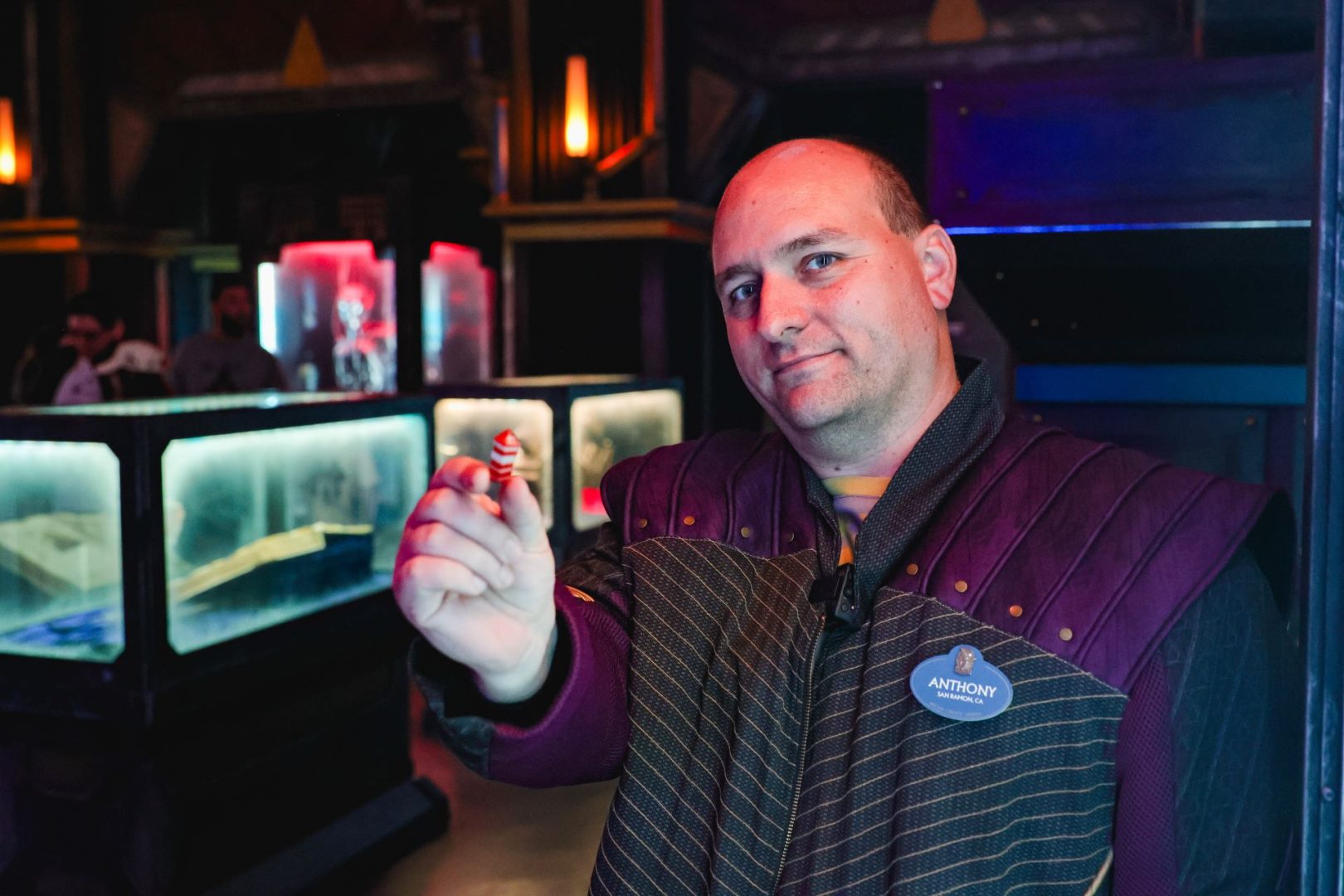 Anthony Shows Off Crystal from Guest at California Adventure