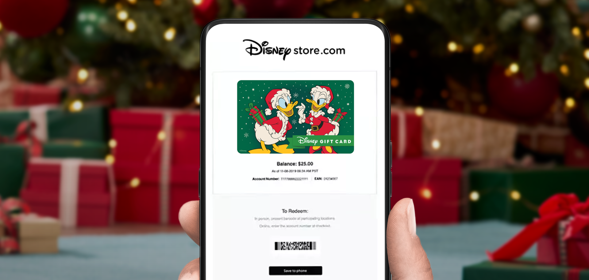Disney Gift Card eGift with Donald Duck and Daisy Duck