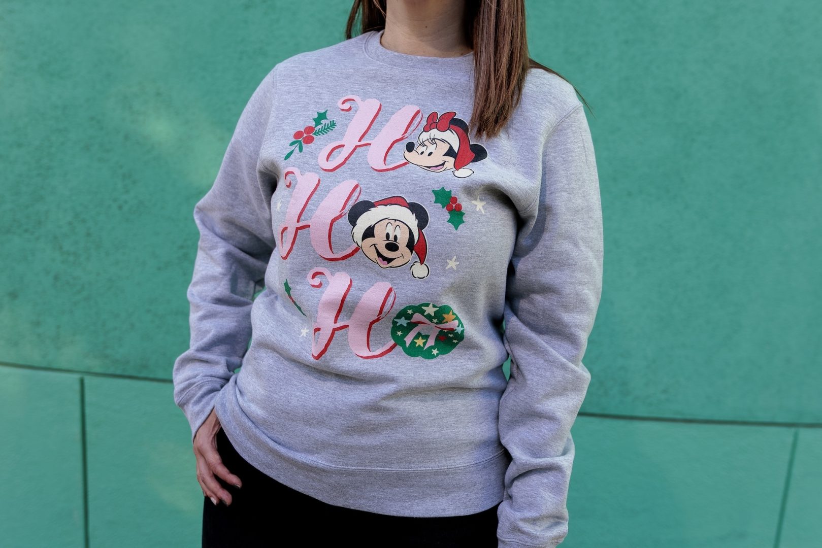 Disney Mickey & Minnie Christmas "Ho Ho Ho" Retro Holiday Sweatshirt 