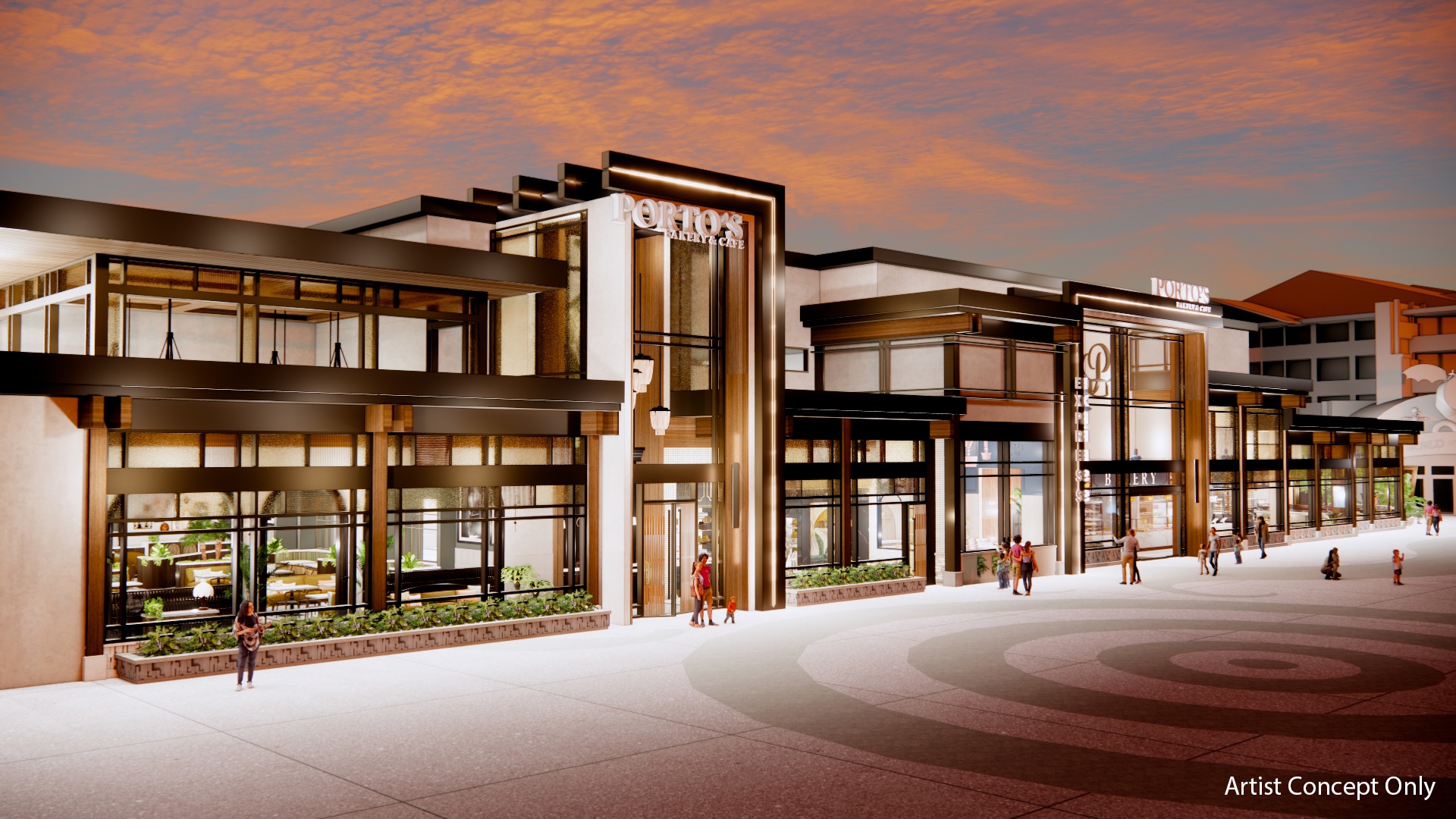 Rendering of Porto’s Bakery & Cafe at Downtown Disney