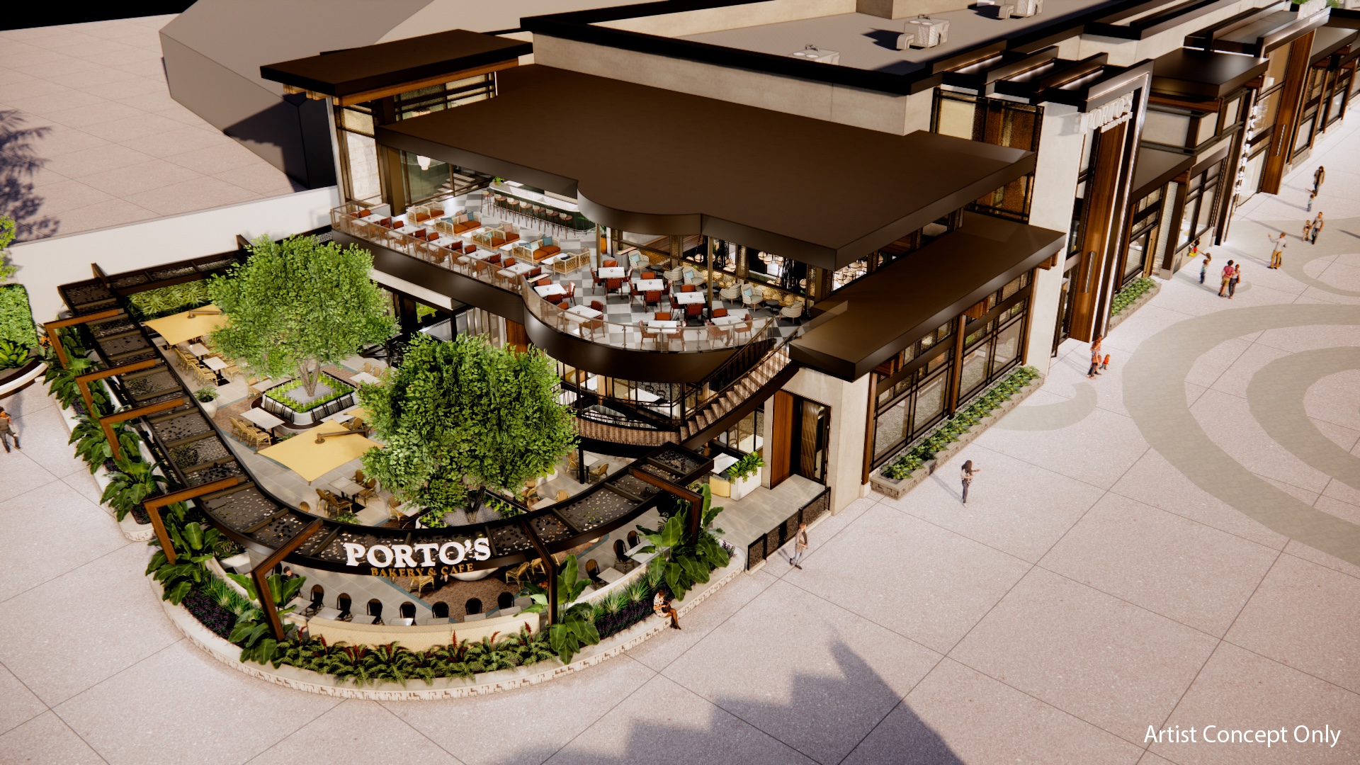 Rendering of Porto’s Bakery & Cafe at Downtown Disney