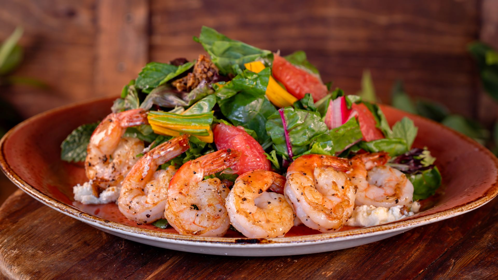 Grapefruit Salad with Grilled Shrimp at Wine Country Trattoria