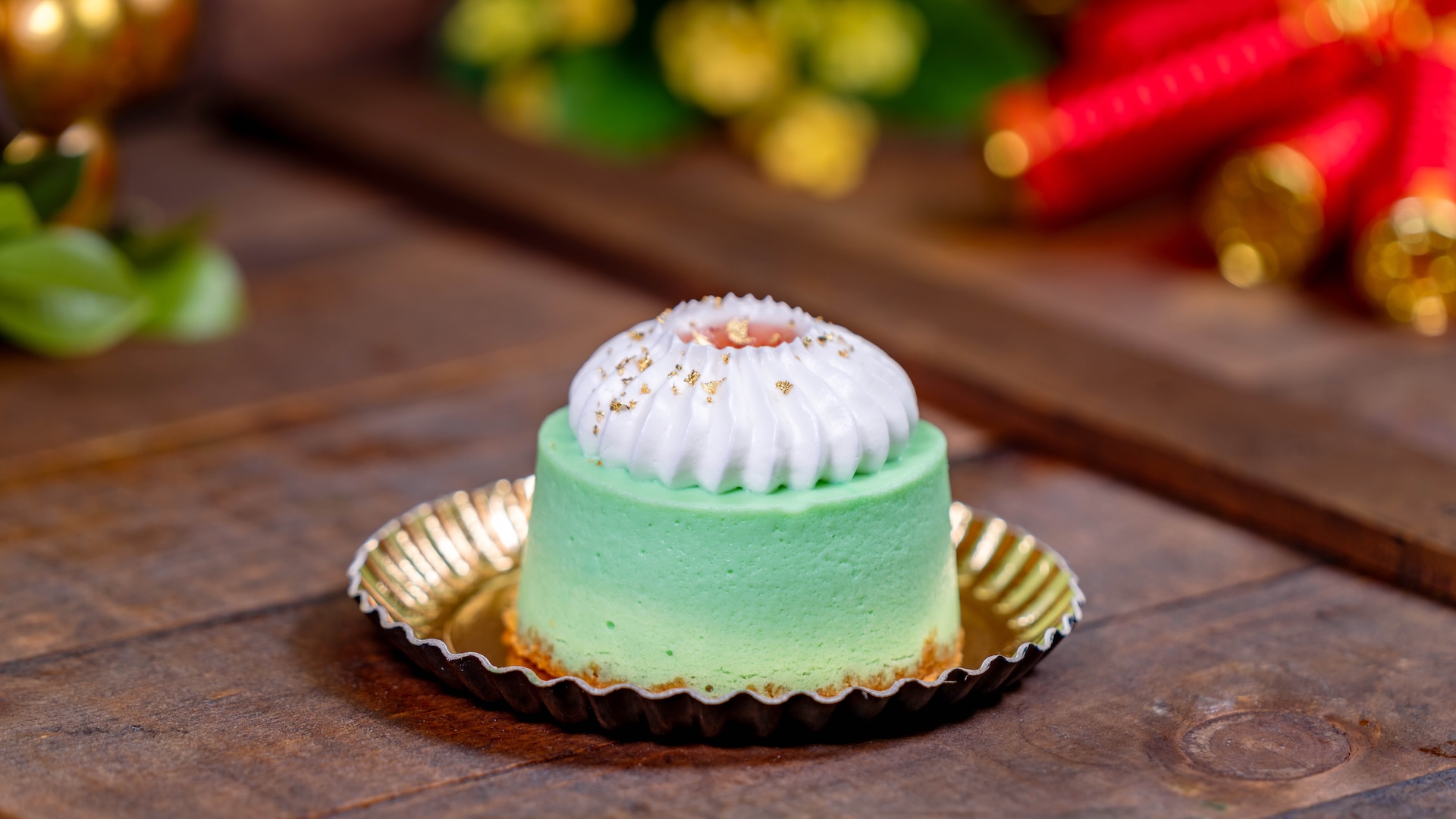 Pandan Cheesecake: Pandan-flavored cheesecake, brown butter graham crust, coconut whipped topping, and strawberry jam (Available Jan. 23 through Feb. 22) (New)