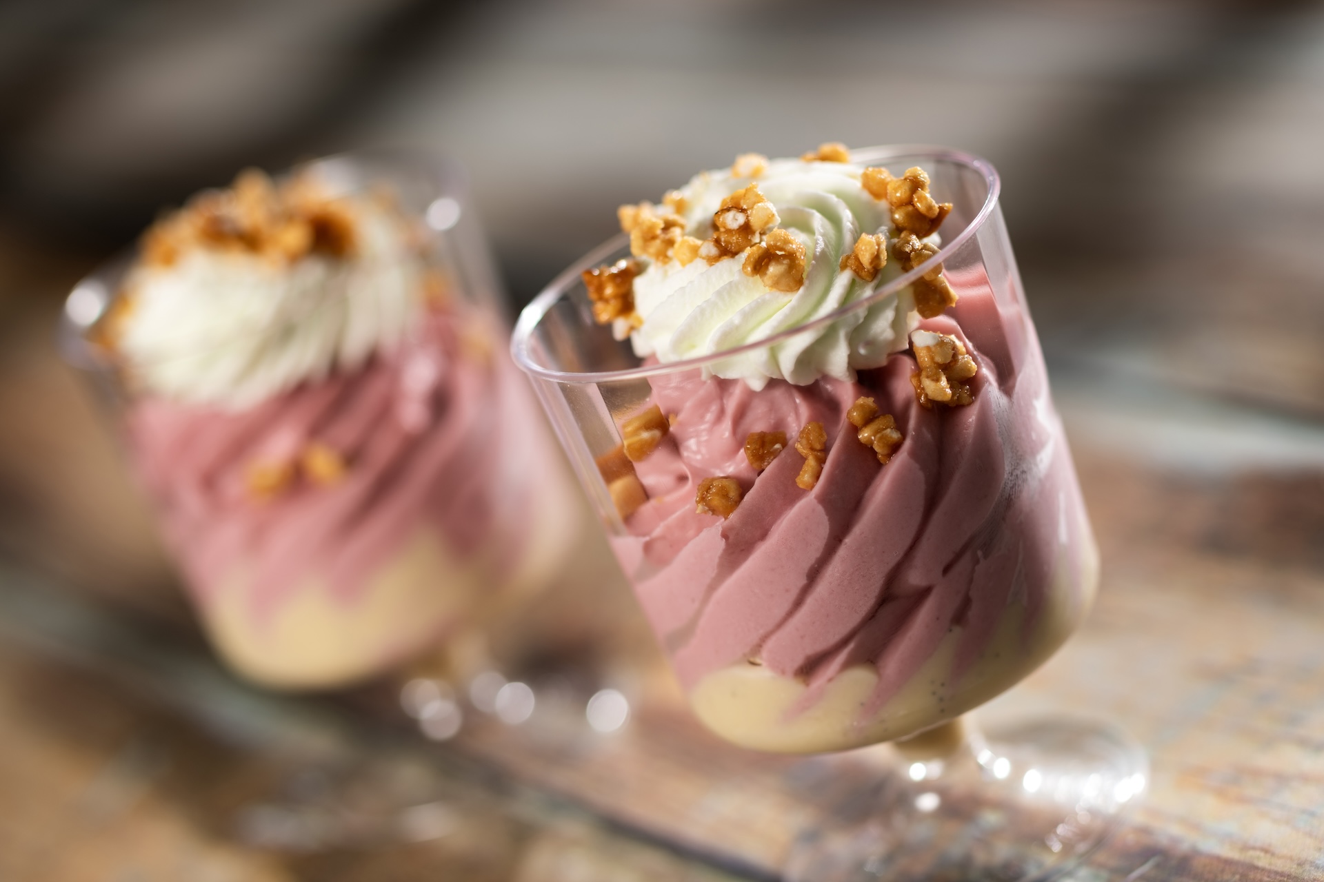Raspberry Spuma: Vanilla sauce, mint whipped cream, and puffed rice (New)
